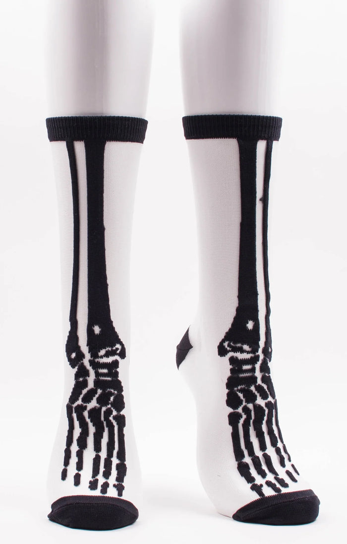 This is a photo of Tabbisocks' product name CLEAR SKELETON SHEER HALLOWEEN SOCKS