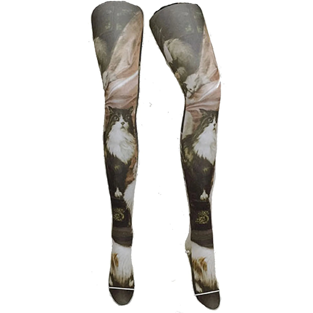 Tabbisocks's cat patterned My Wife'S Lovers By Carl Kahler Printed Art Tights