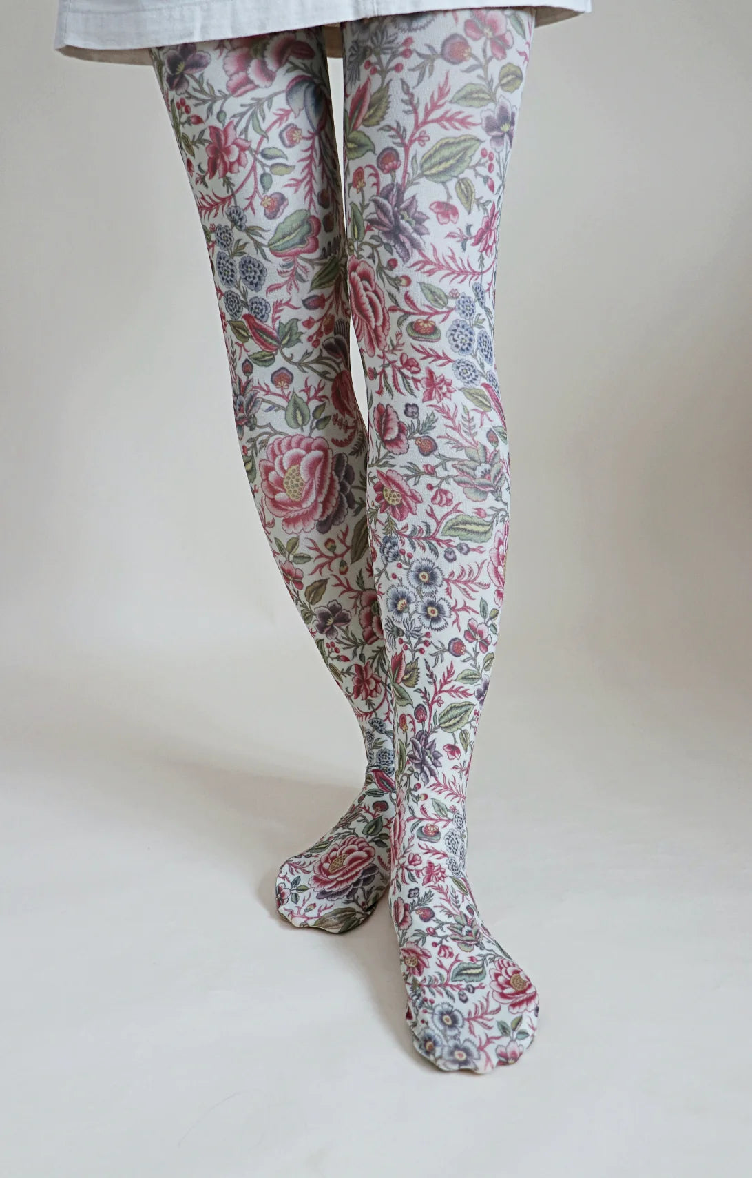 Rose Embossed Patterned Tights – Silver Legs Hosiery