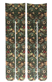 Product photo of STRAWBERRY THIEF by Wiiliam Morris Printed Art Tights by Tabbisocksn