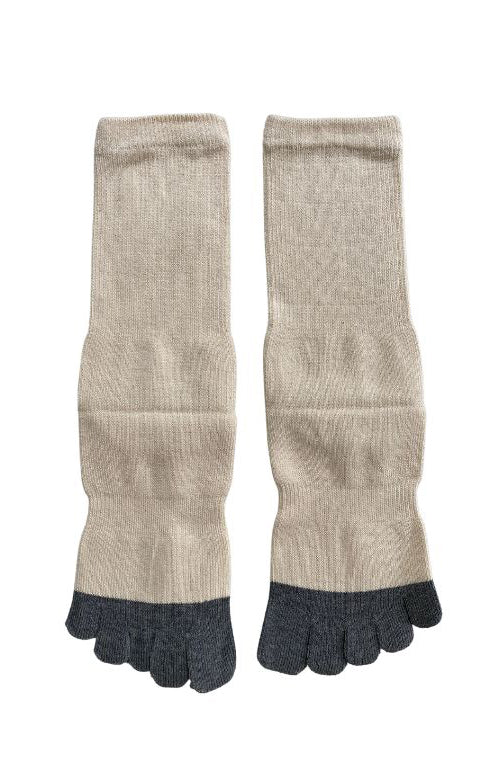 Binchotan Charcoal Toe Socks Ivory and Grey